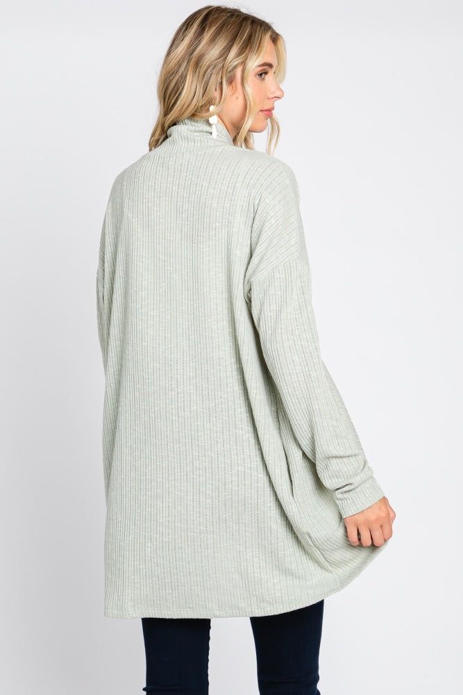 Light Olive Ribbed Open Front Cardigan sold by Pinkblush product image thumbnail 3