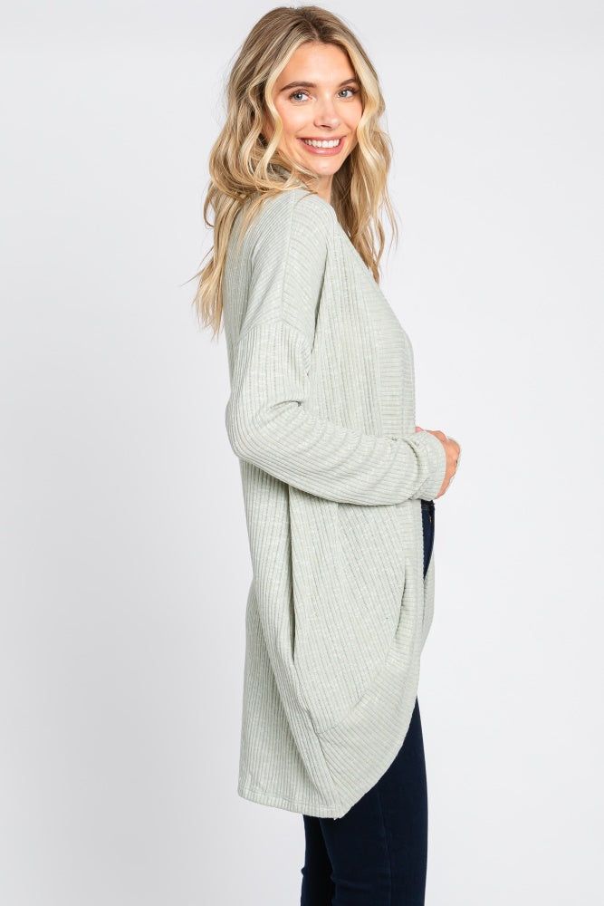 Light Olive Ribbed Open Front Cardigan sold by Pinkblush product image thumbnail 2