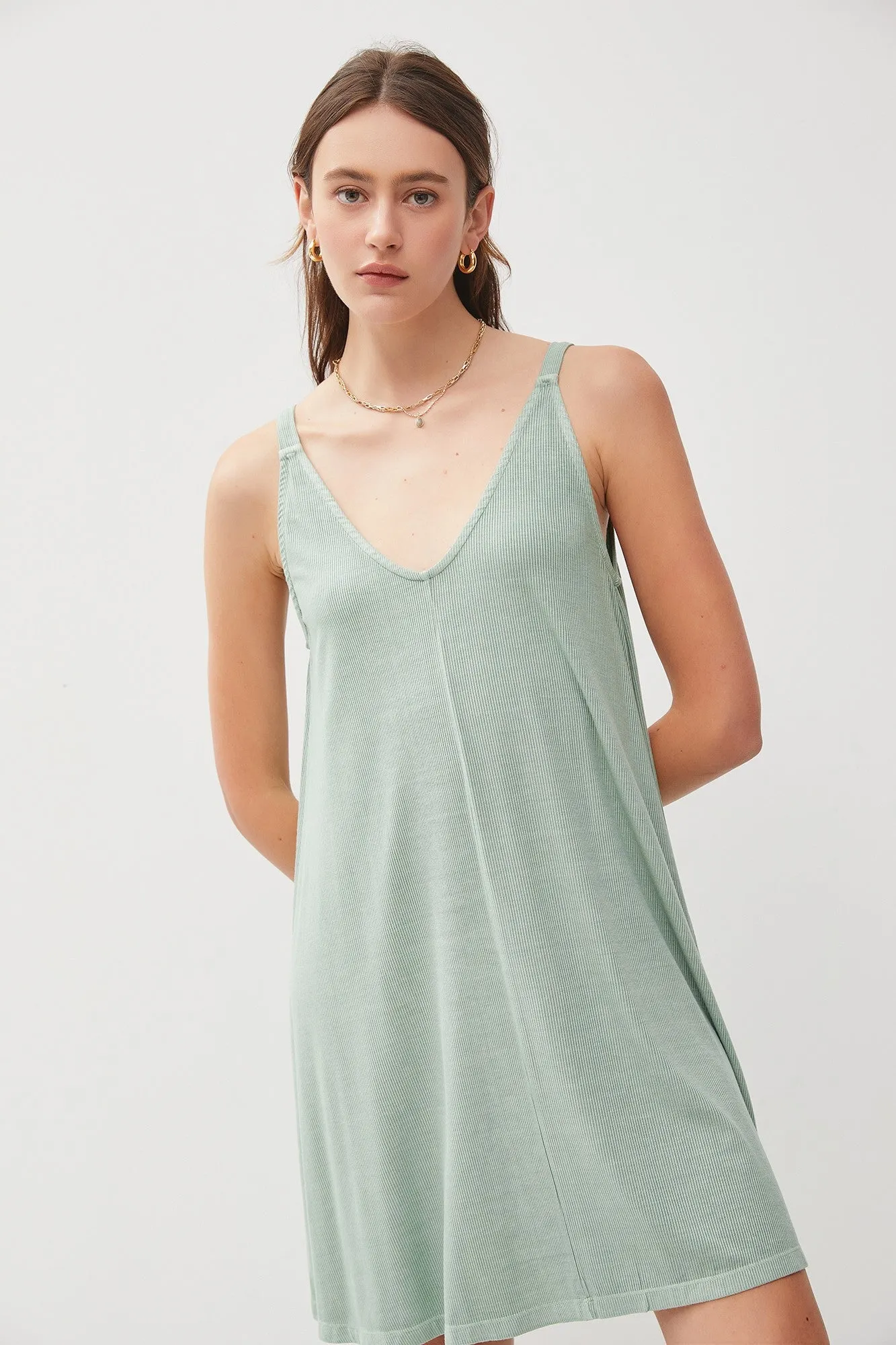 Sage Ribbed Sleeveless Front Seam Maternity Dress sold by Pinkblush product image thumbnail 5