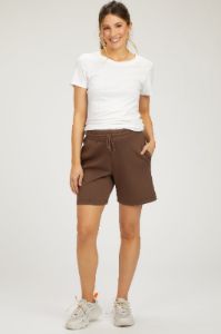 Brown Drawstring Maternity Shorts sold by Pinkblush