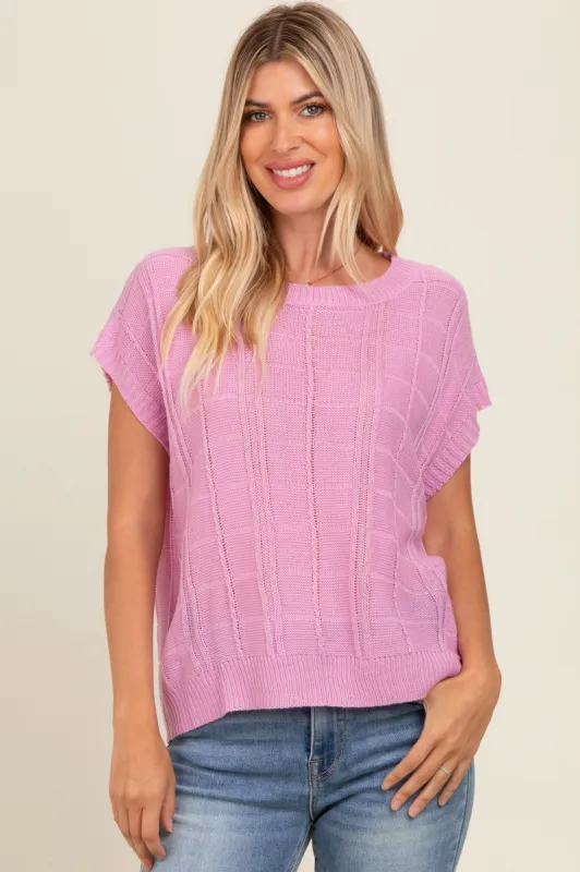 Lavender Knit Short Sleeve Sweater Top sold by Pinkblush