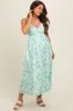 Mint Green Floral Eyelet V-Neck Maternity Midi Dress sold by Pinkblush