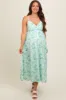 Mint Green Floral Eyelet V-Neck Maternity Midi Dress sold by Pinkblush