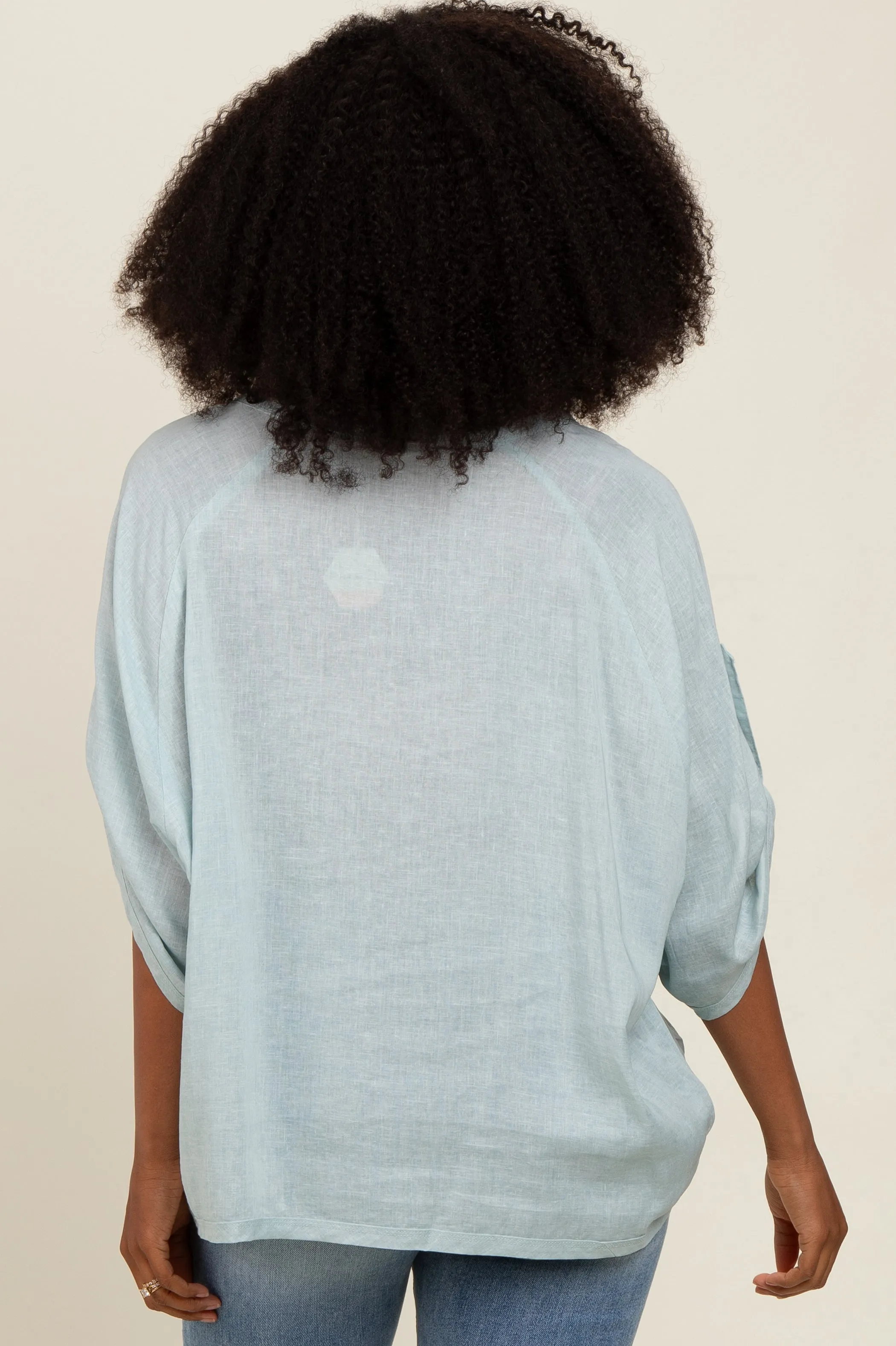 Light Blue Rolled Cuff Short Sleeve Top sold by Pinkblush product image thumbnail 4