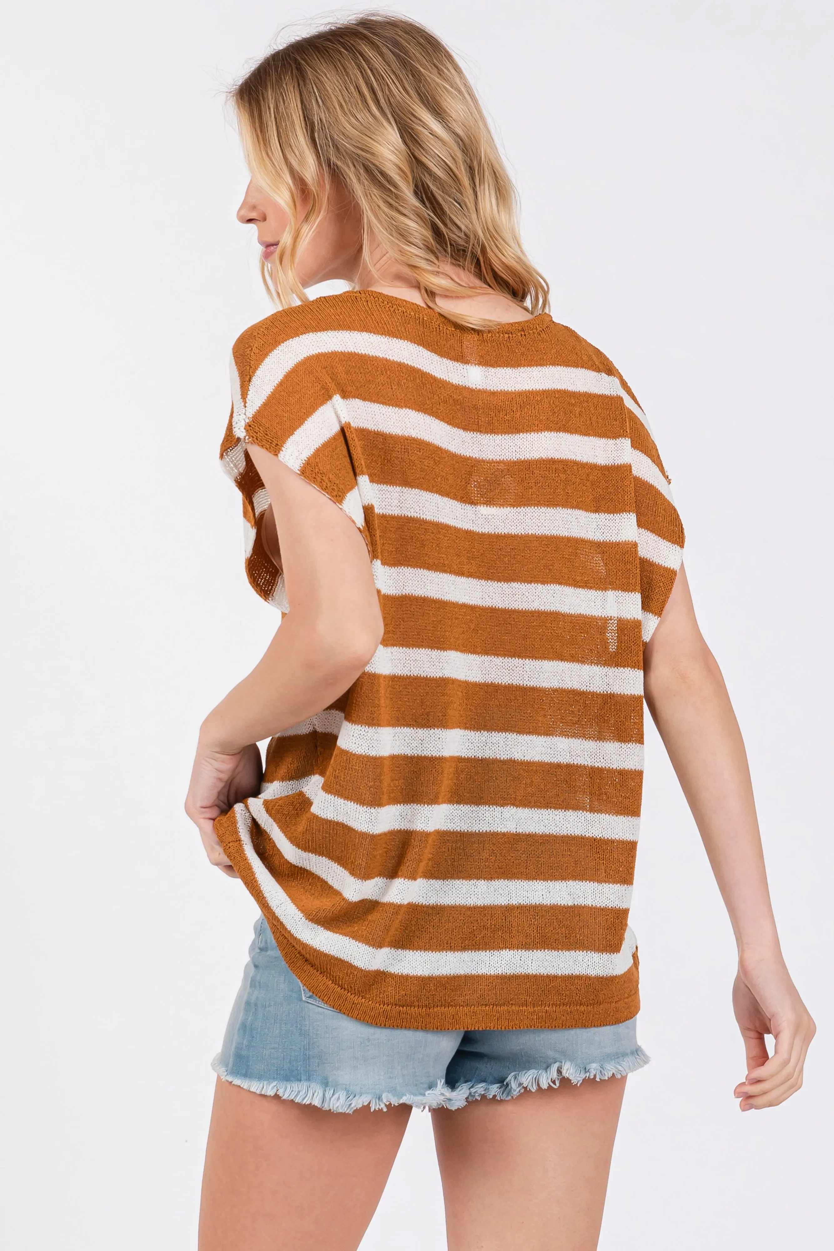 Camel Striped Dolman Short Sleeve Top sold by Pinkblush product image thumbnail 3