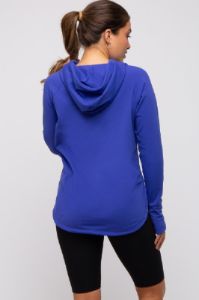 Royal Blue Hooded Long Sleeve Maternity Active Top sold by Pinkblush