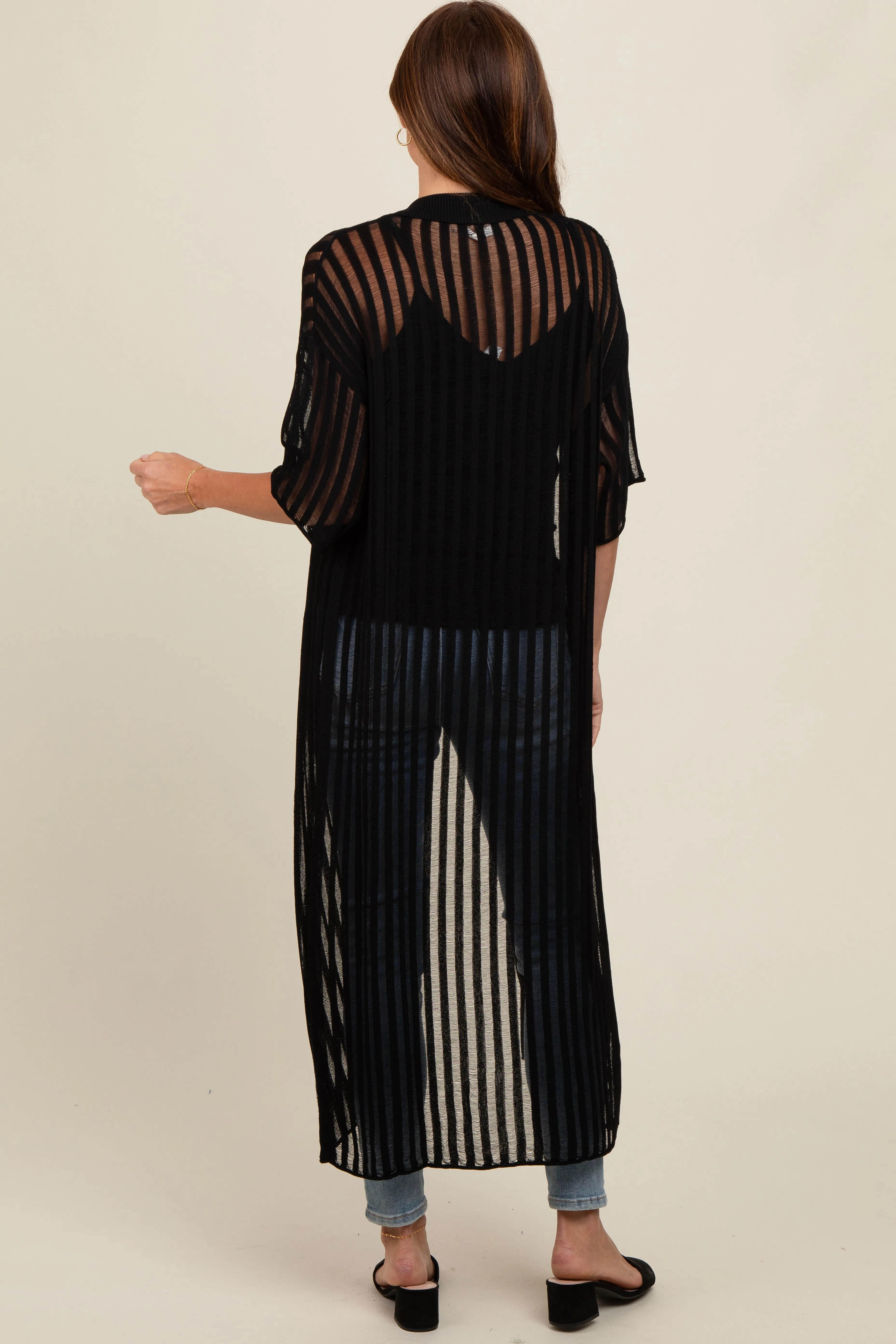 Black Distressed Collared Cover-Up sold by Pinkblush product image thumbnail 4