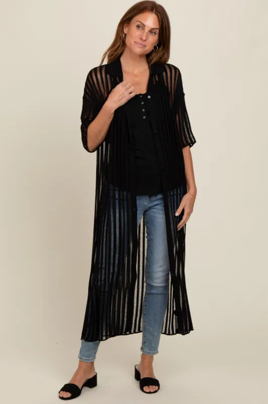 Black Distressed Collared Cover-Up sold by Pinkblush