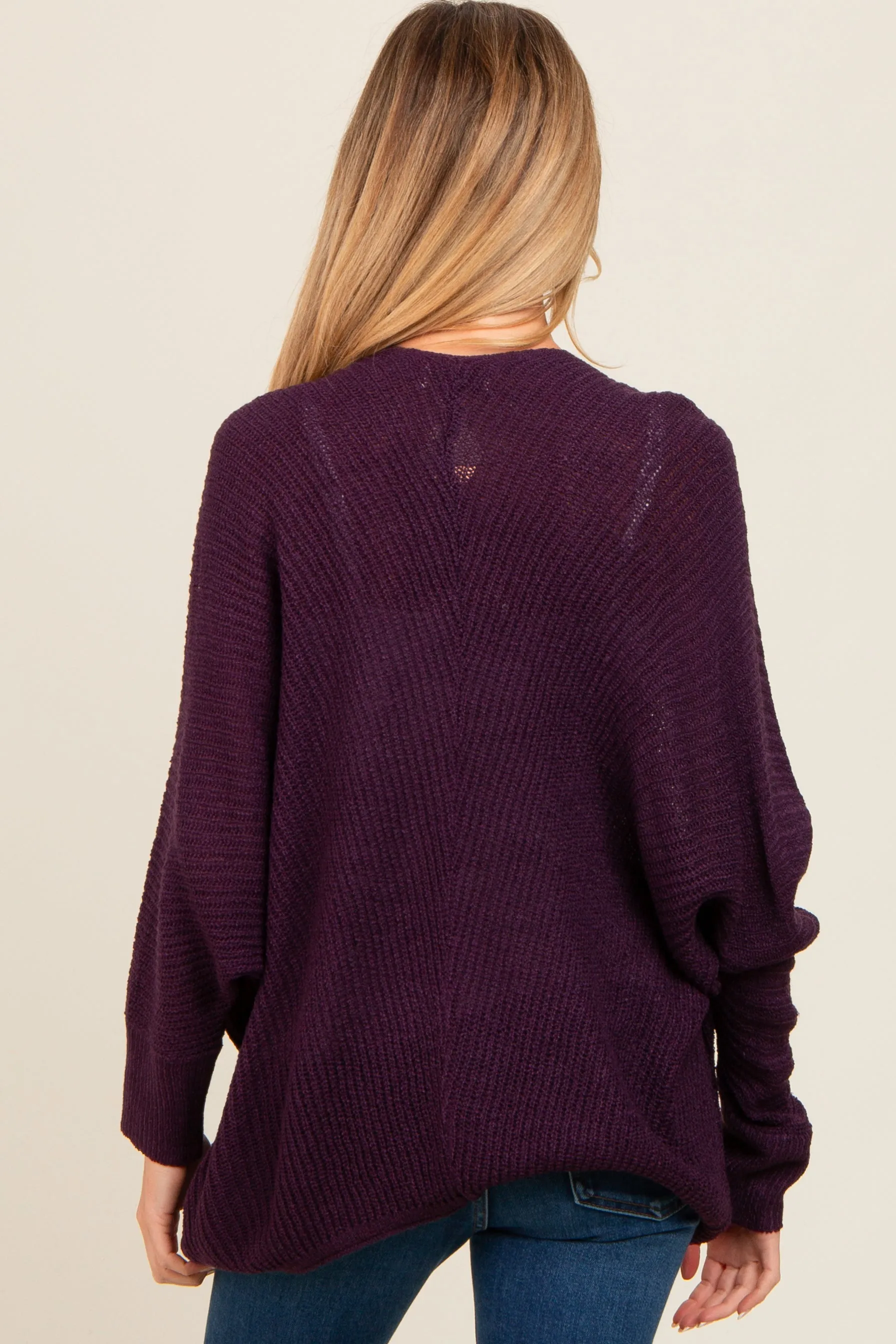Plum Knit Open Front Maternity Cardigan sold by Pinkblush product image thumbnail 4