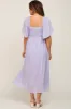 Lavender Front Tie Ruffle Sleeve Maternity Midi Dress sold by Pinkblush