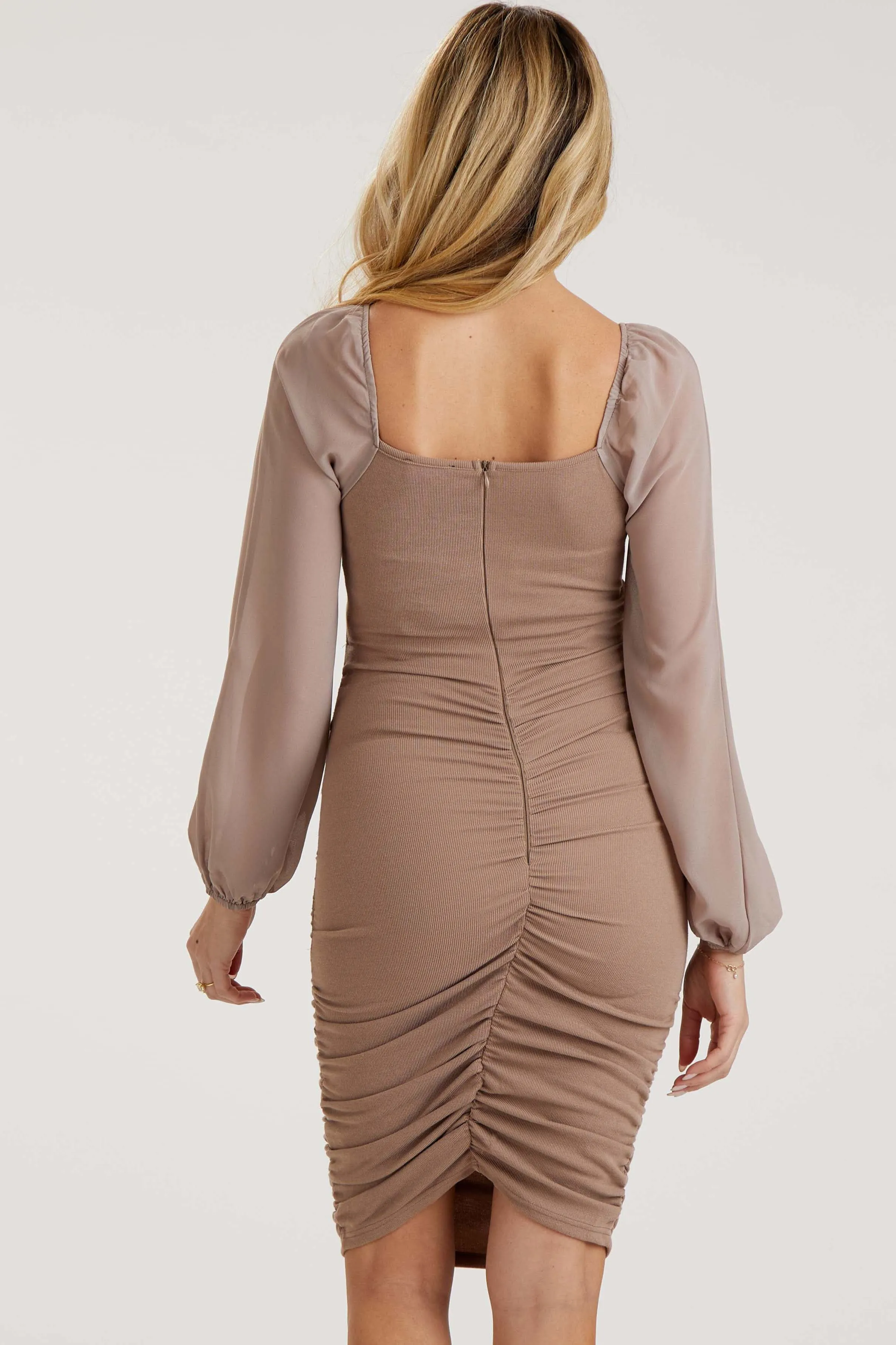 Mocha Cutout Ruched Maternity Dress sold by Pinkblush product image thumbnail 2
