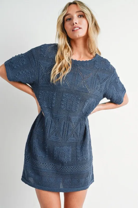 Midnight Blue Knit Shift Dress sold by Pinkblush