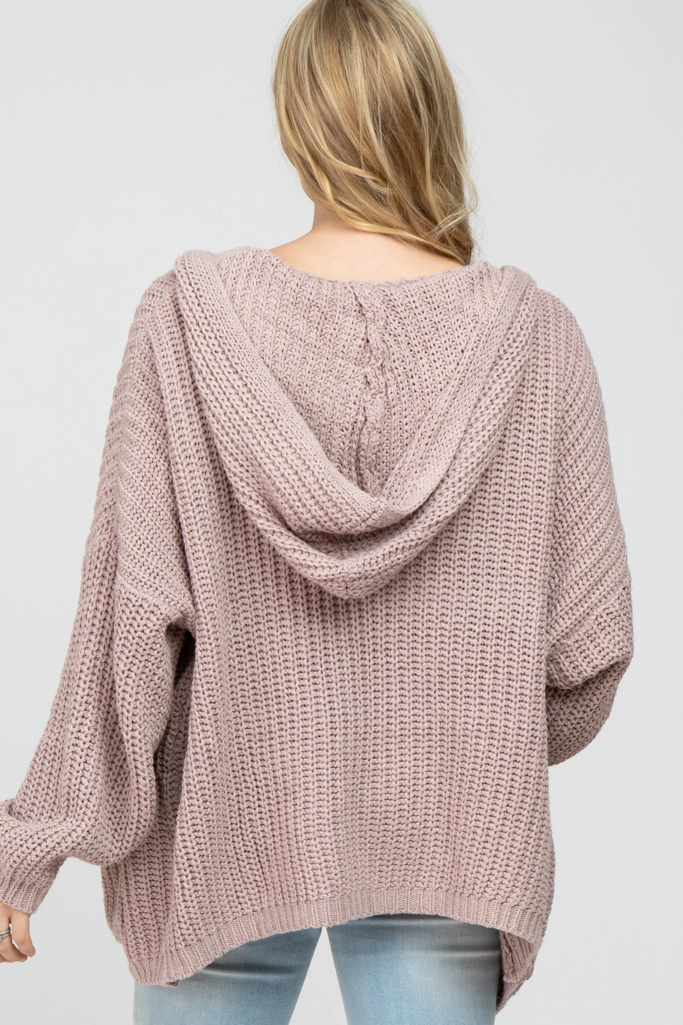 Mauve Cable Knit Hooded Maternity Cardigan sold by Pinkblush product image thumbnail 4