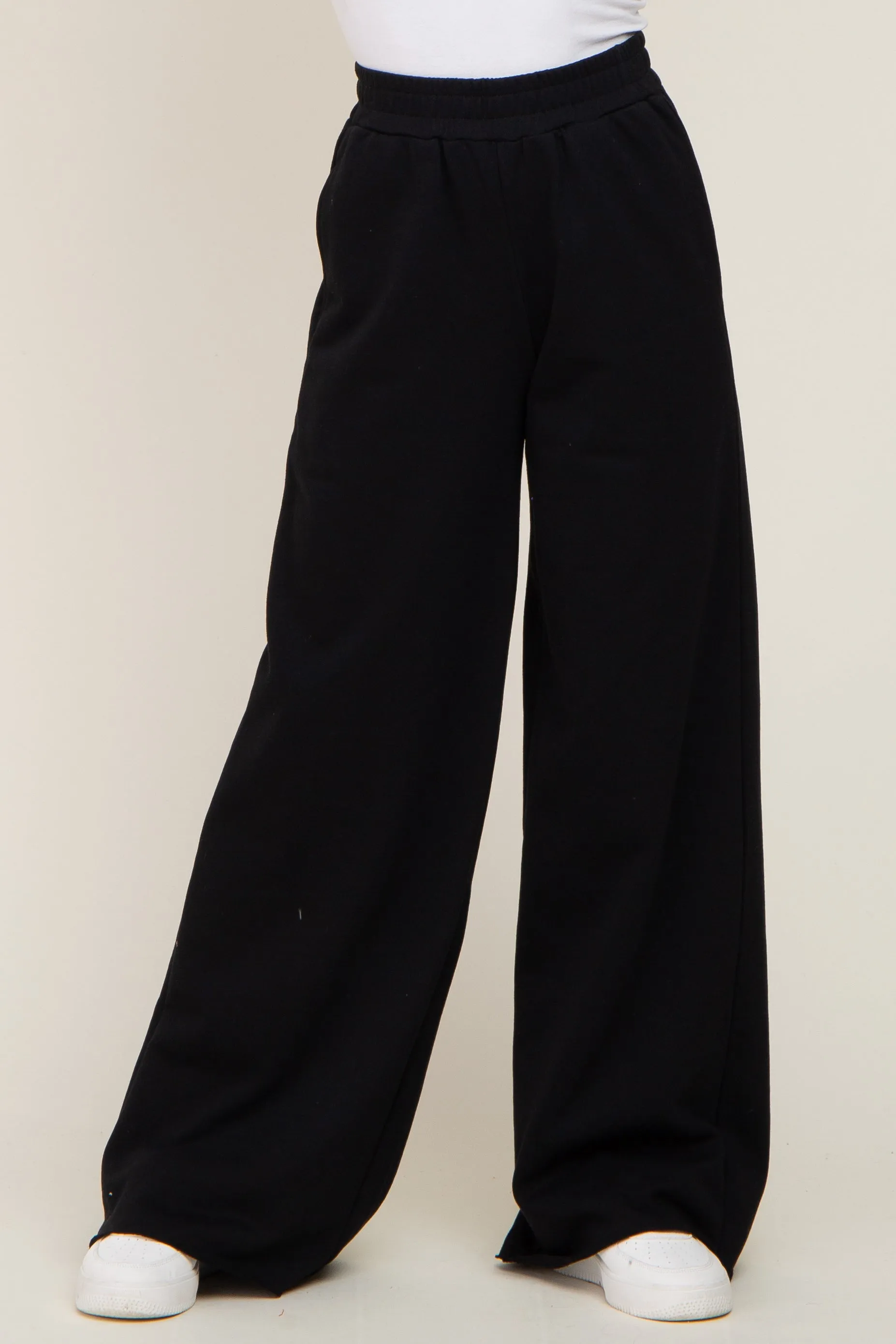 Black Wide Leg Fray Hem Sweatpants sold by Pinkblush product image thumbnail 2