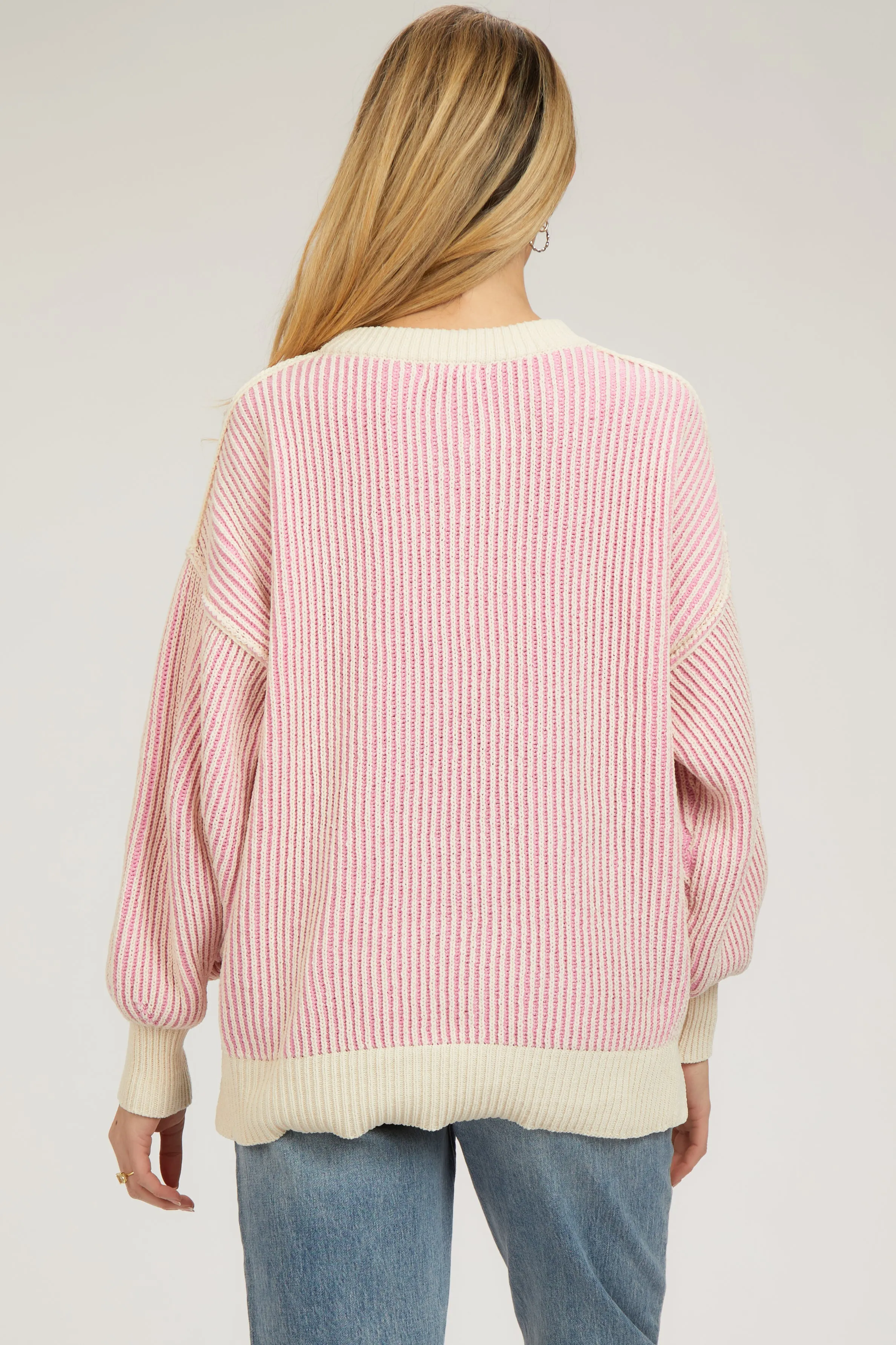 Pink Ribbed Balloon Sleeve Maternity Sweater sold by Pinkblush product image thumbnail 3