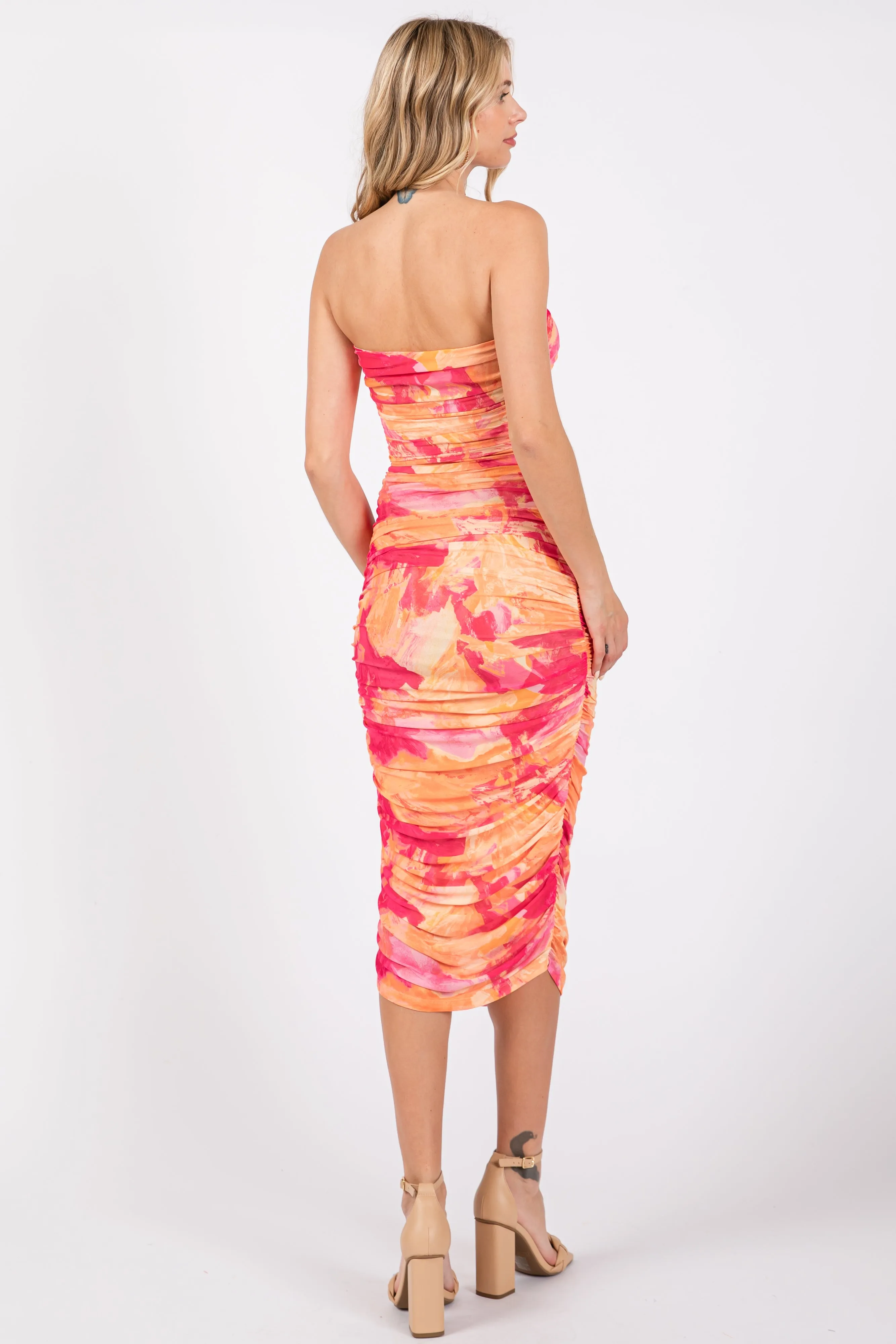 Coral Strapless Zipper Back Dress sold by Pinkblush product image thumbnail 3