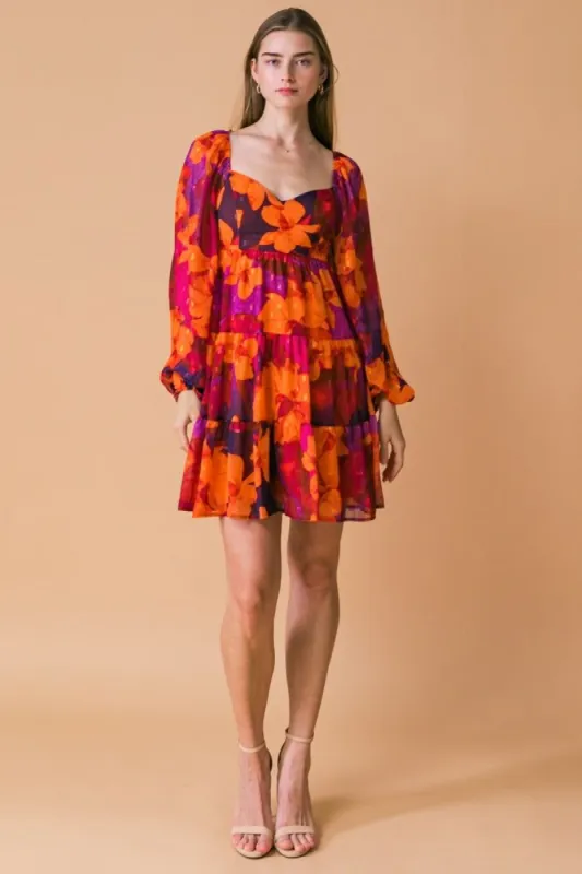 Orange Burgundy Printed Dress sold by Pinkblush
