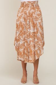 Camel Leaf Print Midi Skirt sold by Pinkblush