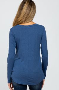 Blue Basic Maternity Long Sleeve Top sold by Pinkblush