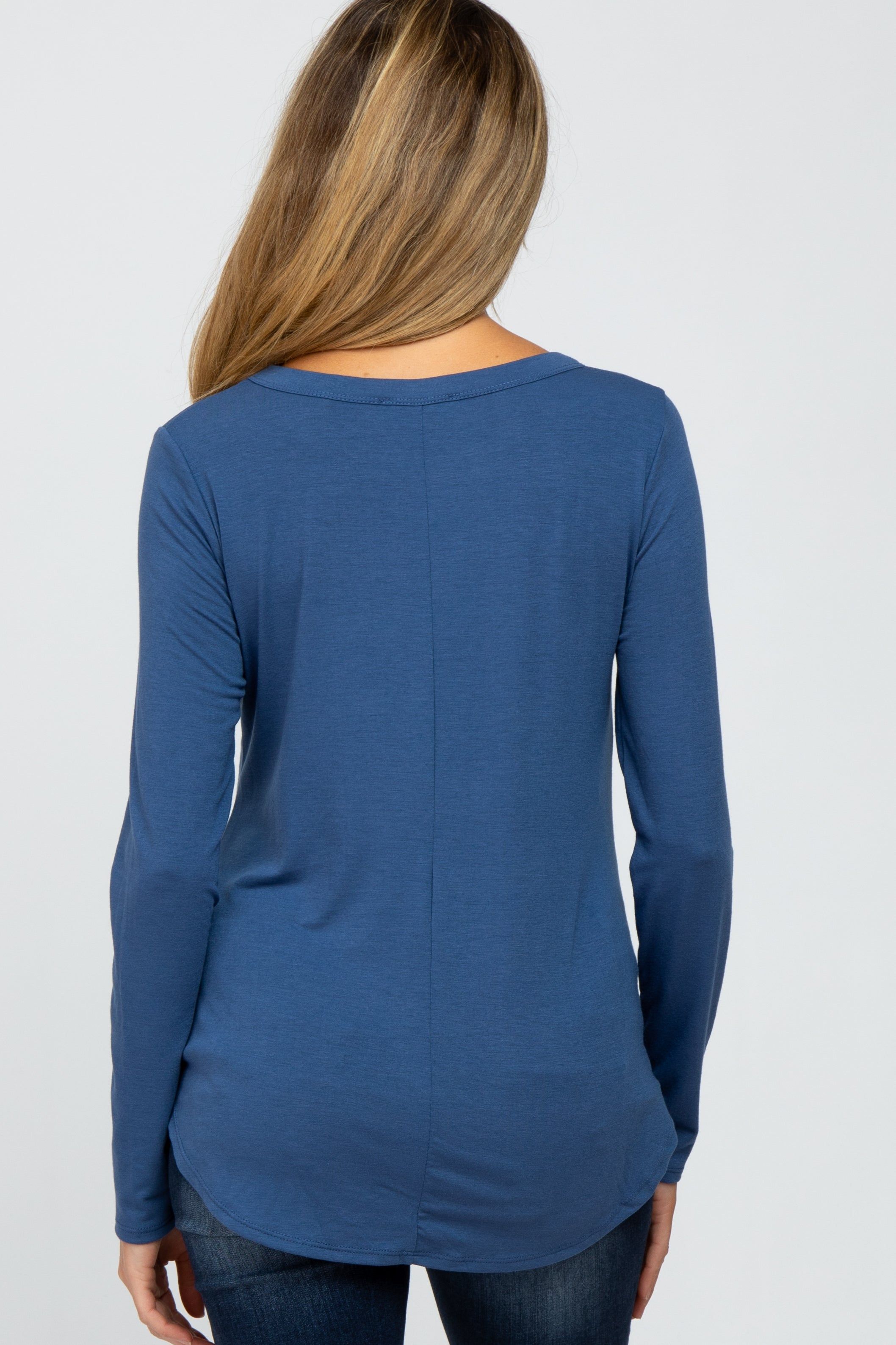 Blue Basic Maternity Long Sleeve Top sold by Pinkblush product image thumbnail 3