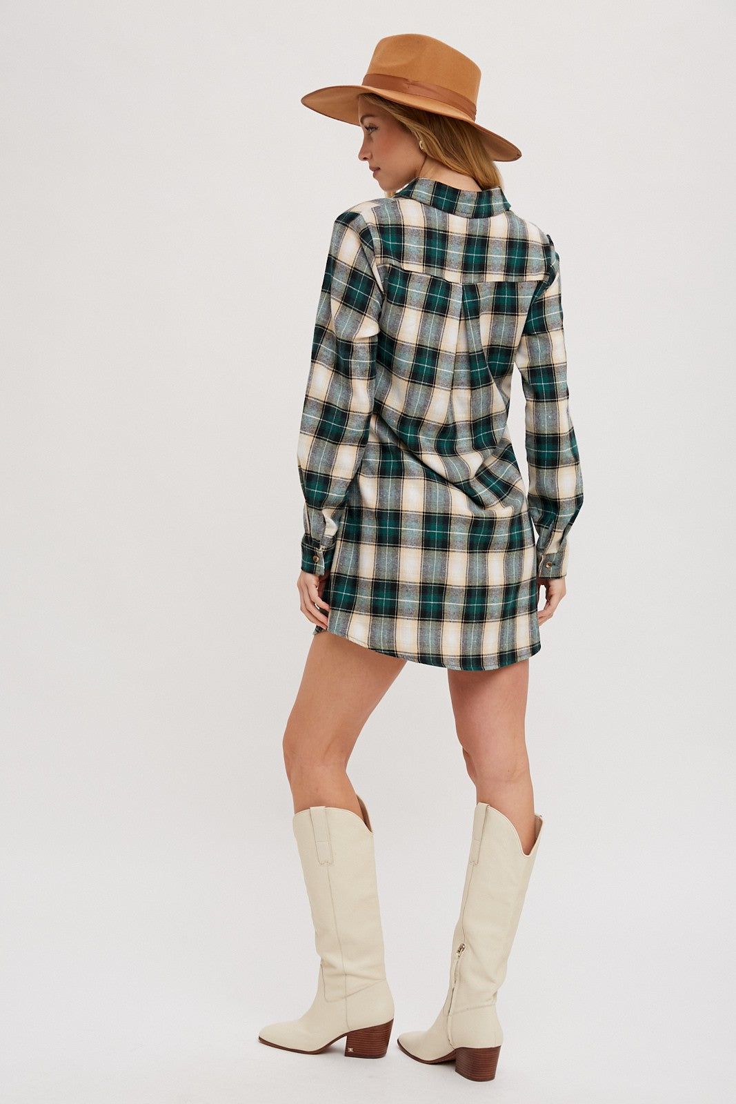Green Plaid Front Tie Shirt Dress sold by Pinkblush product image thumbnail 3