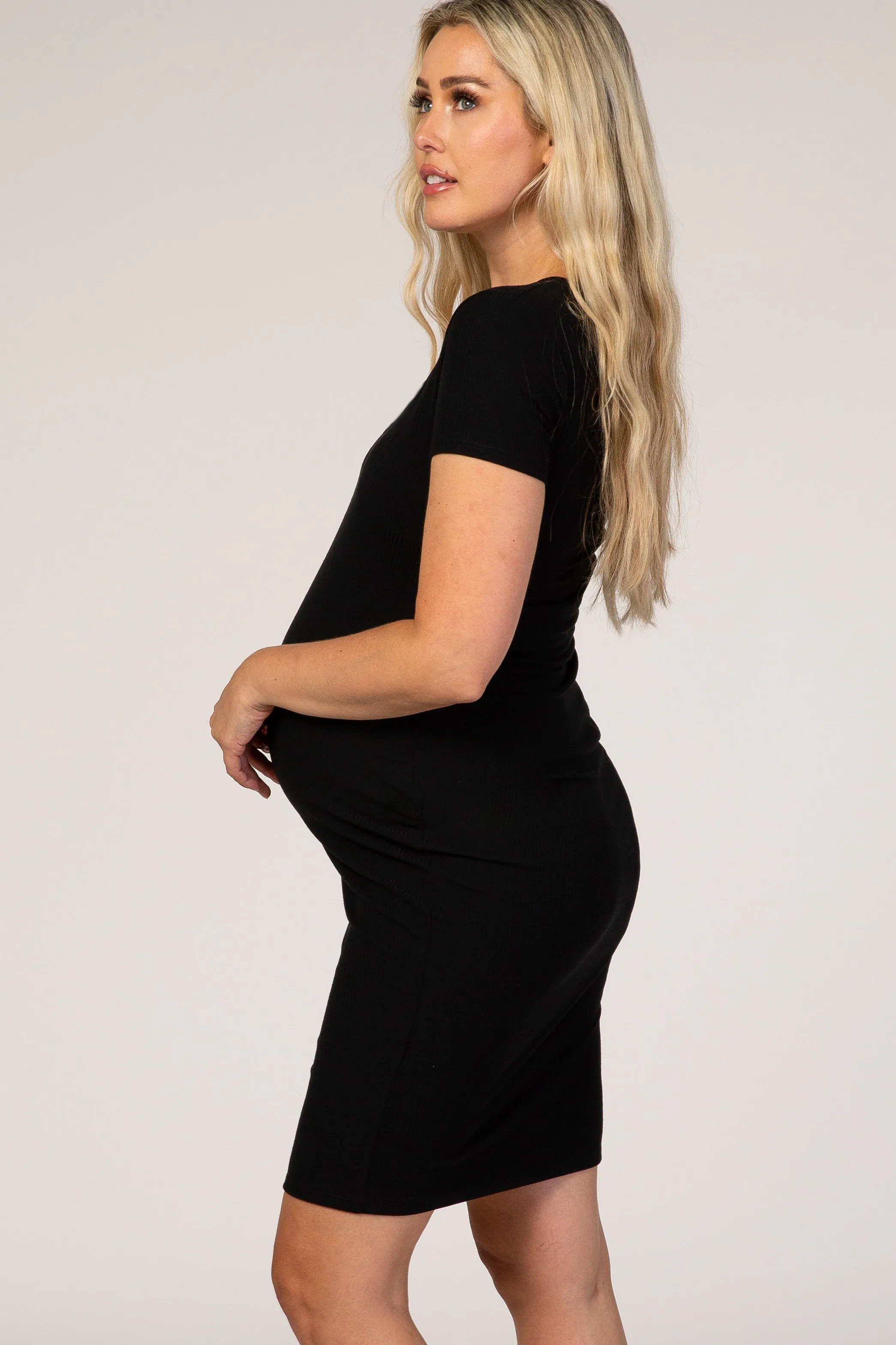 Black Ribbed Maternity Dress sold by Pinkblush product image thumbnail 3
