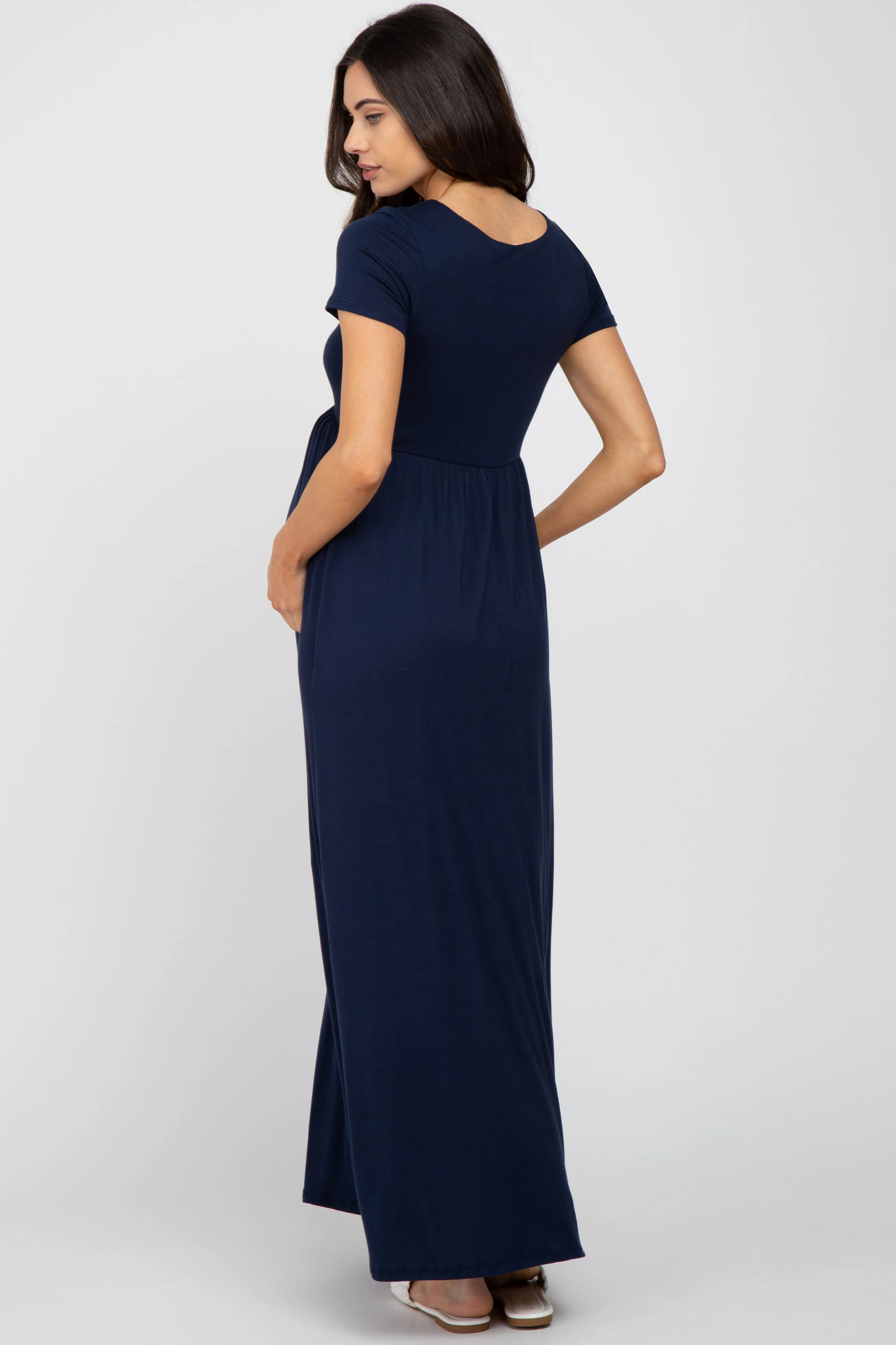Navy Blue Basic Maternity Maxi Dress sold by Pinkblush product image thumbnail 2