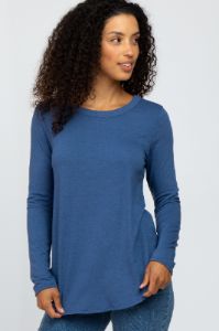 Blue Basic Maternity Long Sleeve Top sold by Pinkblush