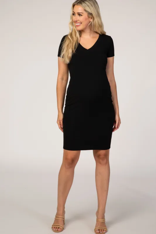 Black Ribbed Maternity Dress sold by Pinkblush