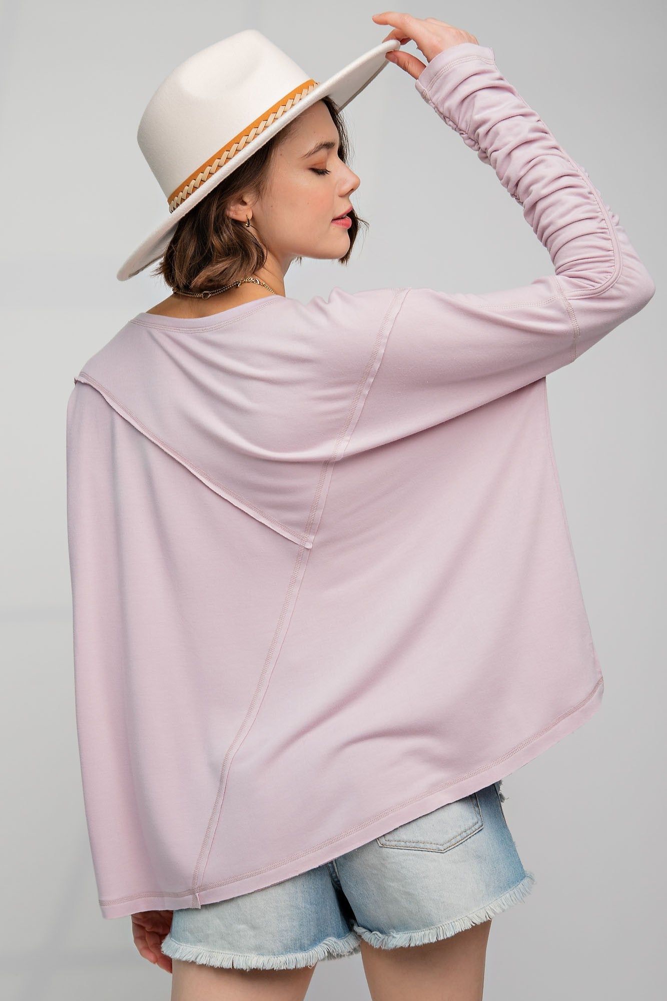 Dusty Lilac Terry Knit Cut Out Soft Boxy Top sold by Pinkblush product image thumbnail 3