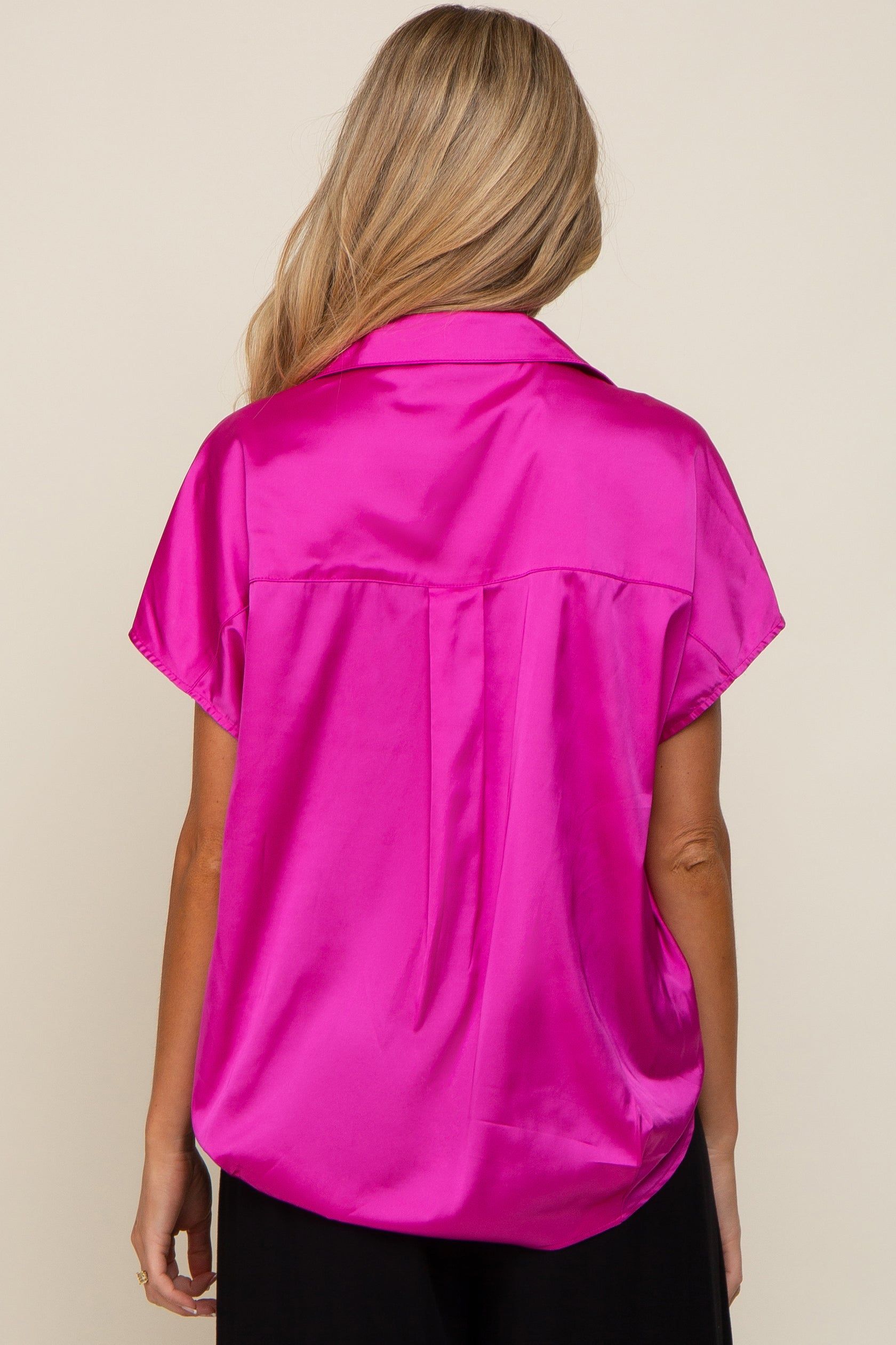 Magenta Satin Collared Maternity Top sold by Pinkblush product image thumbnail 3