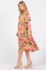 Cream Floral Satin Ruffle Short Flutter Sleeve Midi Dress sold by Pinkblush