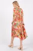 Cream Floral Satin Ruffle Short Flutter Sleeve Midi Dress sold by Pinkblush