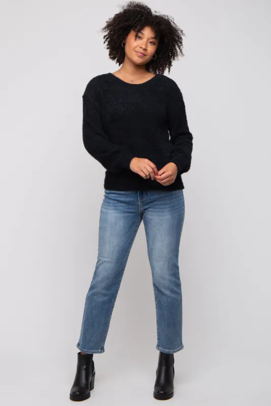Black Fuzzy Soft Knit Sweater sold by Pinkblush