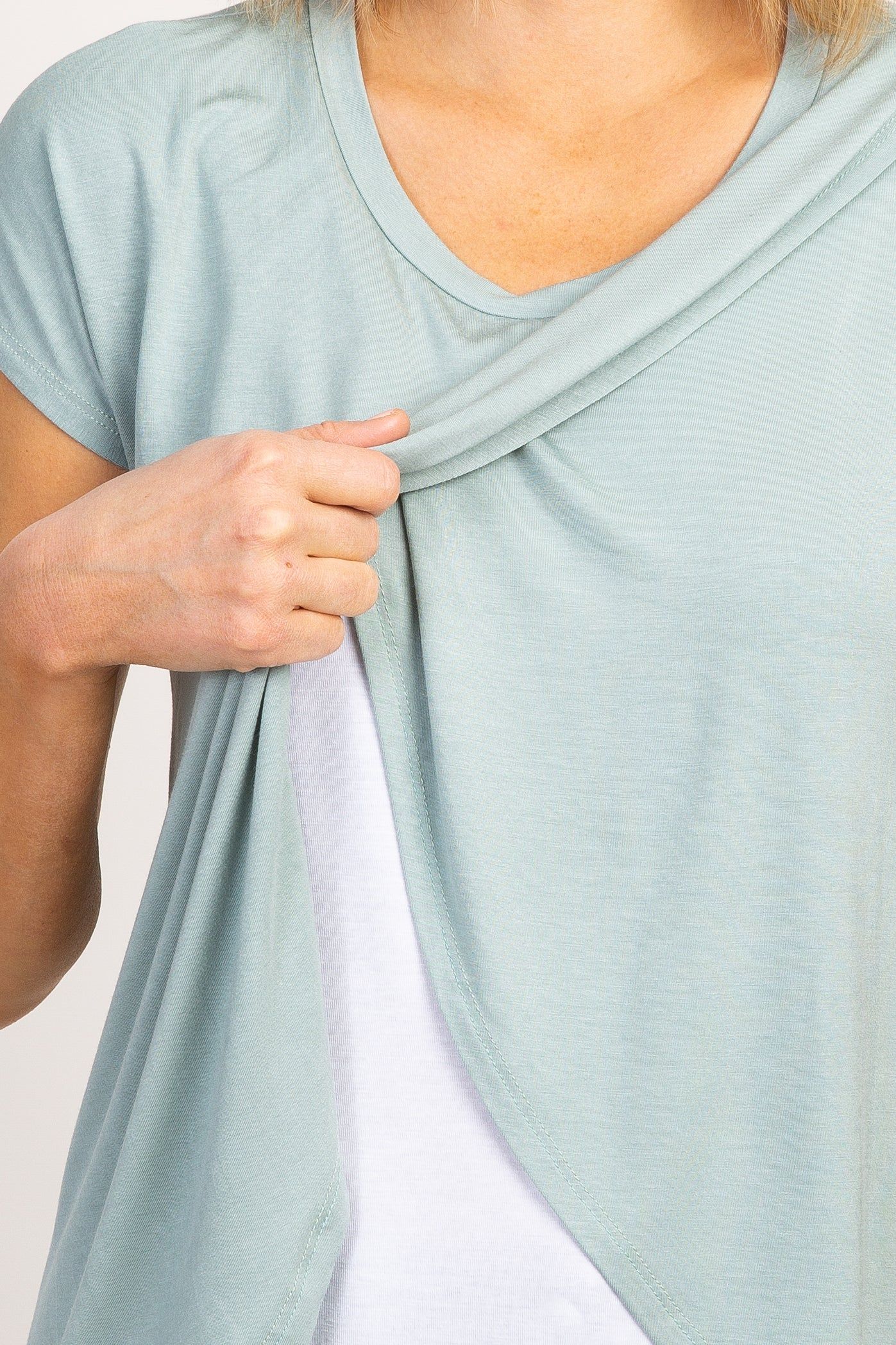 Sage Green Layered Wrap Front Nursing Top sold by Pinkblush product image thumbnail 4