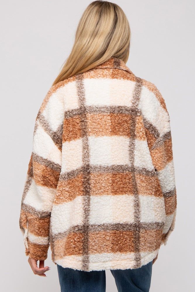 Taupe Textured Plaid Maternity Jacket sold by Pinkblush product image thumbnail 3