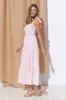 Pink Tiered Smocking Gingham Midi Dress sold by Pinkblush