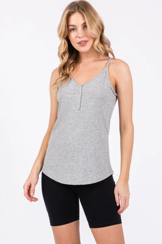 Heather Ribbed Snap Button Cami sold by Pinkblush