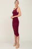 Burgundy Ruched V-Back Midi Dress sold by Pinkblush