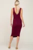 Burgundy Ruched V-Back Midi Dress sold by Pinkblush