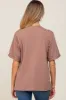 Mocha Oversized Front Pocket Cuffed Short Sleeve Maternity Top sold by Pinkblush