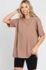 Mocha Oversized Front Pocket Cuffed Short Sleeve Maternity Top sold by Pinkblush
