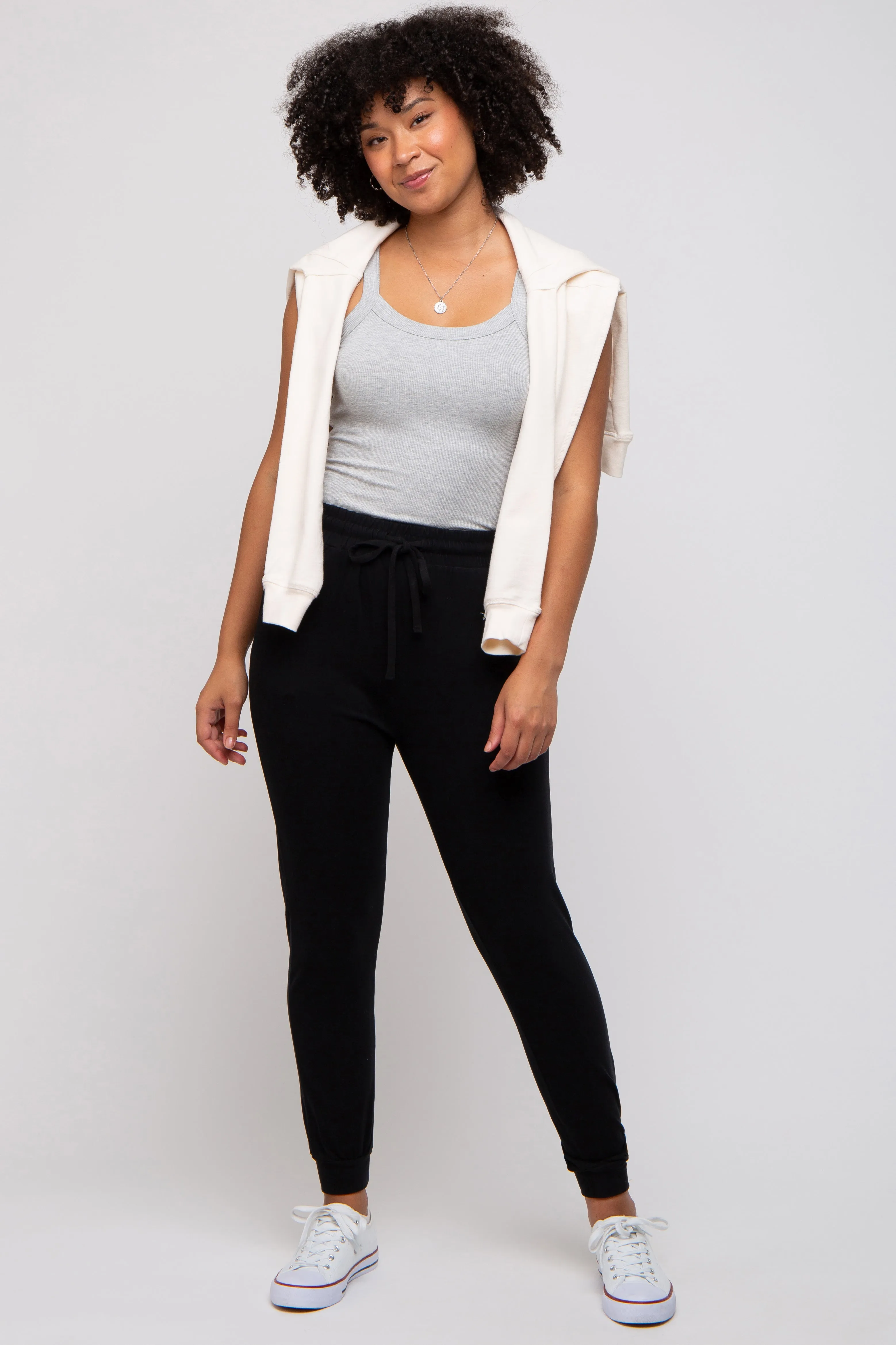 Black Ultra Soft Knit Drawstring Joggers sold by Pinkblush product image thumbnail 5