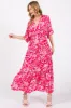 Fuchsia Floral Dolman Sleeve Tiered Maternity Maxi Dress sold by Pinkblush