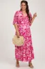 Fuchsia Floral Dolman Sleeve Tiered Maternity Maxi Dress sold by Pinkblush