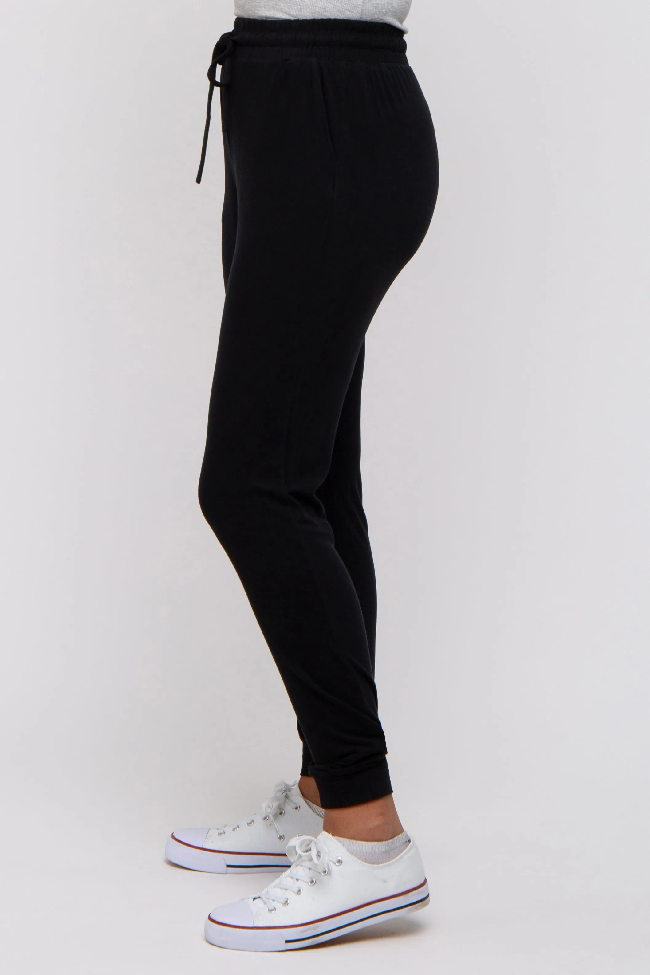 Black Ultra Soft Knit Drawstring Joggers sold by Pinkblush product image thumbnail 3