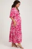 Fuchsia Floral Dolman Sleeve Tiered Maternity Maxi Dress sold by Pinkblush