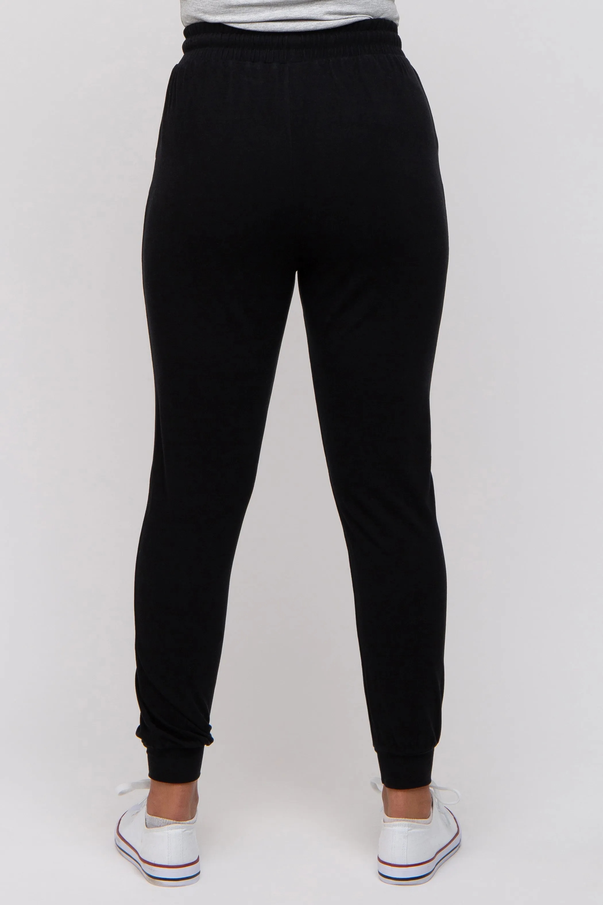 Black Ultra Soft Knit Drawstring Joggers sold by Pinkblush product image thumbnail 4