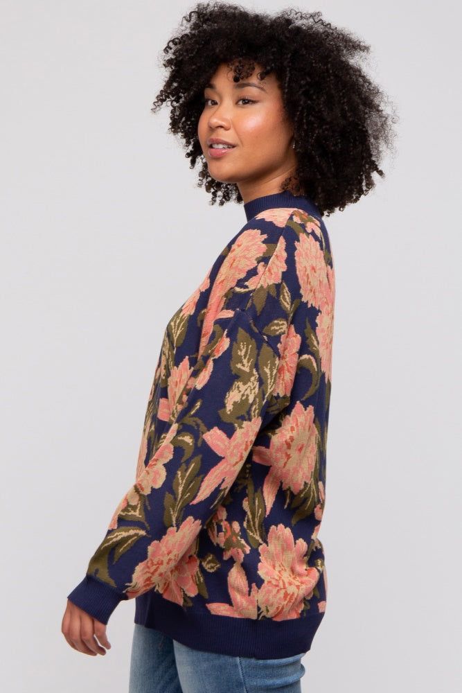 Navy Blue Floral Sweater sold by Pinkblush product image thumbnail 3