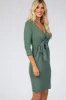 Green Brushed Knit Wrap Fitted Nursing Dress sold by Pinkblush